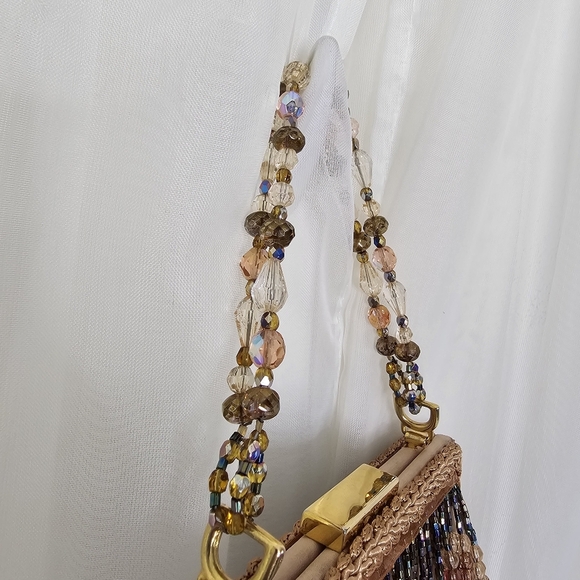 Vintage Nieman Marcus Upcycled By Swellegant Elegant Beaded Fringe Handbag - Picture 4 of 12